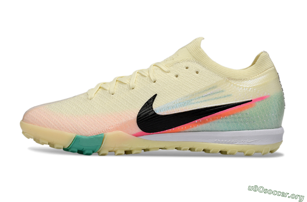 Nike Air Zoom Mercurial Vapor 16 Elite TF Football Shoes - Yellow/Soft Peach/Seafoam Green 3