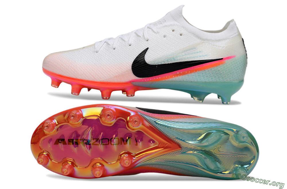 Nike Air Zoom Mercurial Vapor 16 Elite AG Football Boots - White/Coral Pink/Aqua Blue 1