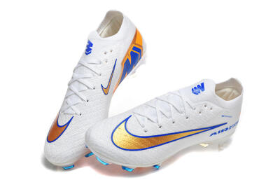 Nike Air Zoom Mercurial Vapor 16 Elite FG Football Boots - White/Electric Blue/Metallic Orange