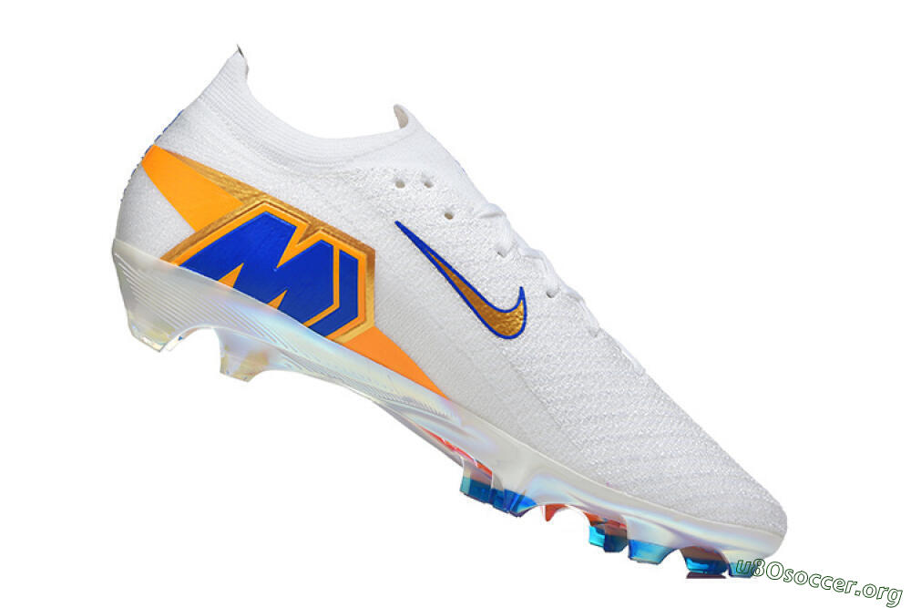 Nike Air Zoom Mercurial Vapor 16 Elite FG Football Boots - White/Electric Blue/Metallic Orange 7