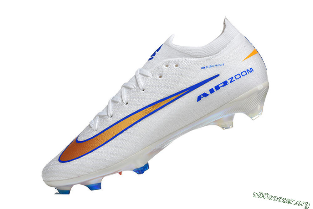 Nike Air Zoom Mercurial Vapor 16 Elite FG Football Boots - White/Electric Blue/Metallic Orange 8