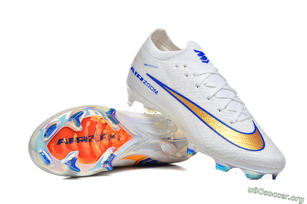 Nike Air Zoom Mercurial Vapor 16 Elite FG Football Boots - White/Electric Blue/Metallic Orange 4