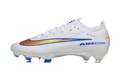 Nike Air Zoom Mercurial Vapor 16 Elite FG Football Boots - White/Electric Blue/Metallic Orange