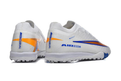 Nike Air Zoom Mercurial Vapor 16 Elite TF Football Shoes - White/Electric Blue/Metallic Gold