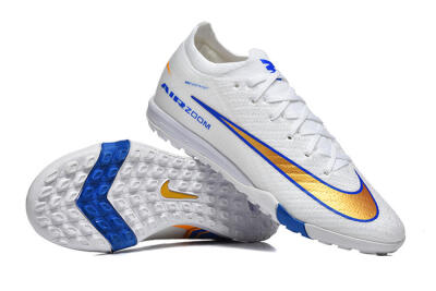 Nike Air Zoom Mercurial Vapor 16 Elite TF Football Shoes - White/Electric Blue/Metallic Gold