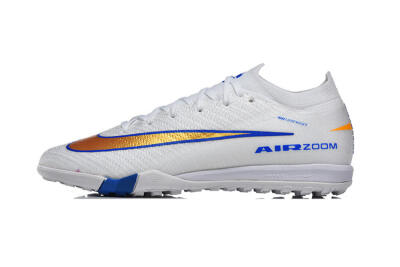 Nike Air Zoom Mercurial Vapor 16 Elite TF Football Shoes - White/Electric Blue/Metallic Gold