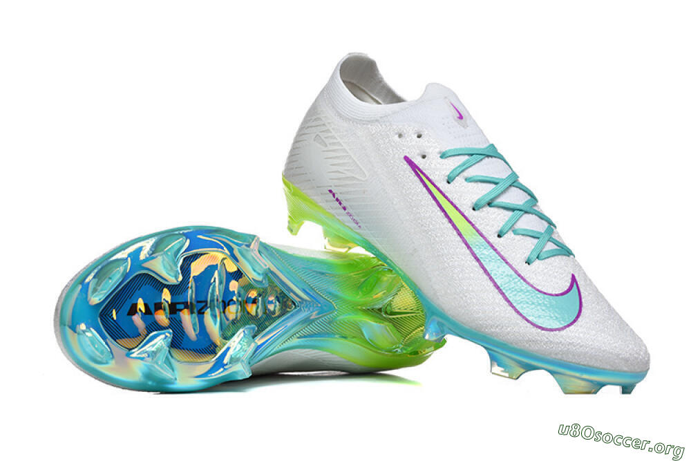 Nike Air Zoom Mercurial Vapor 16 Elite FG Football Boots - White/Aqua Splash/Lime Glow 4