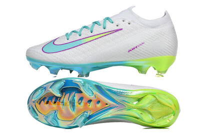 Nike Air Zoom Mercurial Vapor 16 Elite FG Football Boots - White/Aqua Splash/Lime Glow