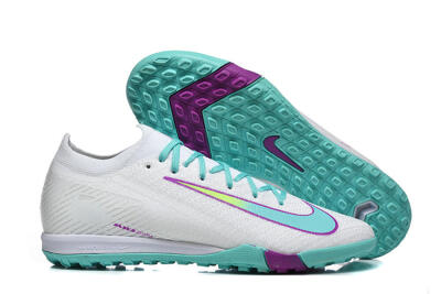 Nike Air Zoom Mercurial Vapor 16 Elite TF Football Shoes - White/Aqua Wave/Sleek Purple