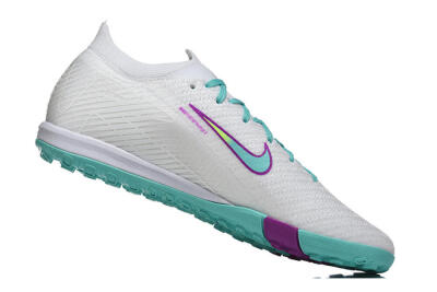 Nike Air Zoom Mercurial Vapor 16 Elite TF Football Shoes - White/Aqua Wave/Sleek Purple