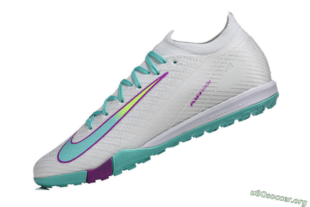 Nike Air Zoom Mercurial Vapor 16 Elite TF Football Shoes - White/Aqua Wave/Sleek Purple 8