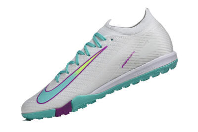 Nike Air Zoom Mercurial Vapor 16 Elite TF Football Shoes - White/Aqua Wave/Sleek Purple