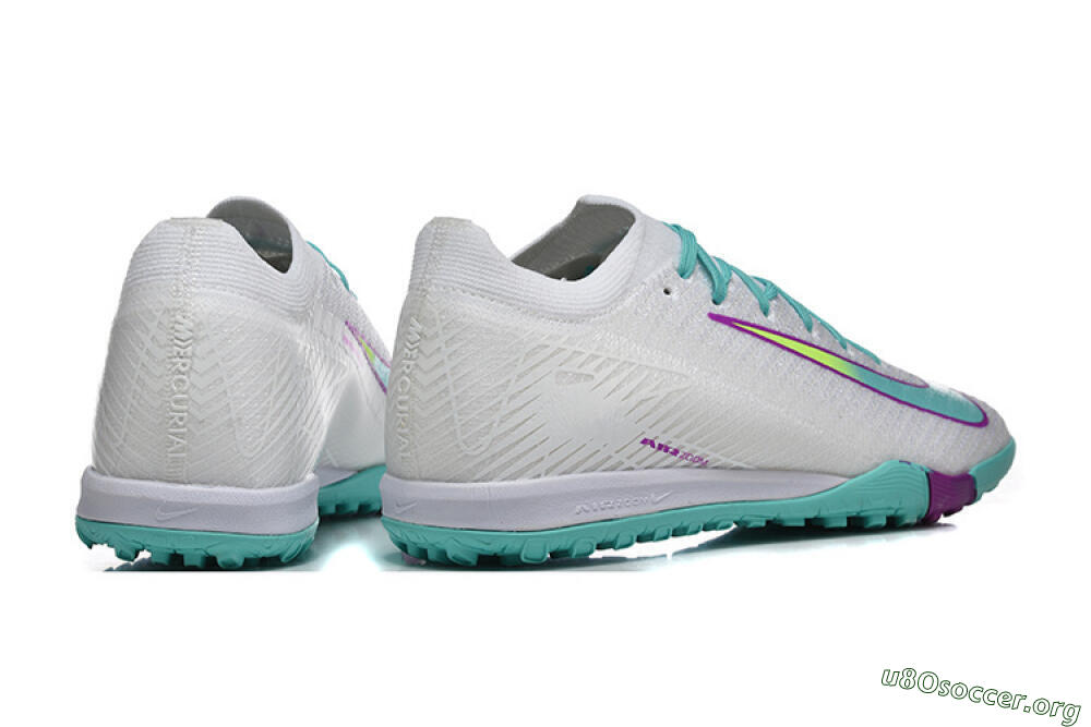 Nike Air Zoom Mercurial Vapor 16 Elite TF Football Shoes - White/Aqua Wave/Sleek Purple 9