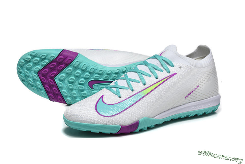Nike Air Zoom Mercurial Vapor 16 Elite TF Football Shoes - White/Aqua Wave/Sleek Purple 0