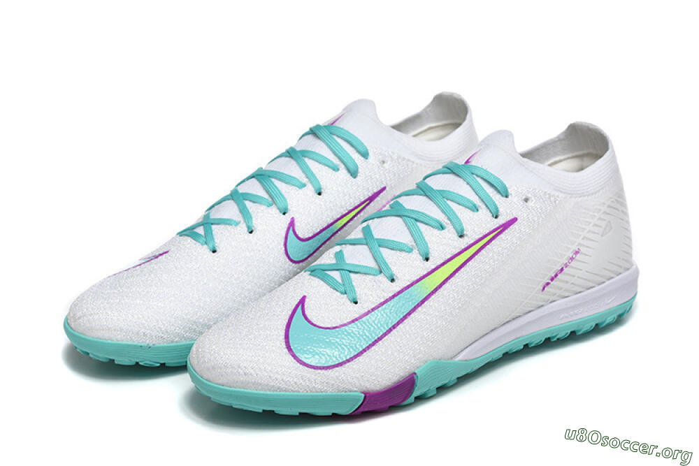 Nike Air Zoom Mercurial Vapor 16 Elite TF Football Shoes - White/Aqua Wave/Sleek Purple 5