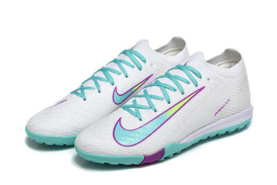 Nike Air Zoom Mercurial Vapor 16 Elite TF Football Shoes - White/Aqua Wave/Sleek Purple