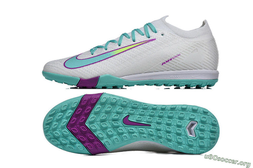 Nike Air Zoom Mercurial Vapor 16 Elite TF Football Shoes - White/Aqua Wave/Sleek Purple 1