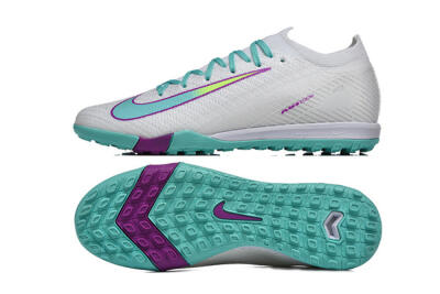 Nike Air Zoom Mercurial Vapor 16 Elite TF Football Shoes - White/Aqua Wave/Sleek Purple