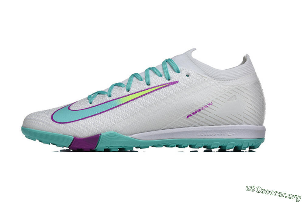 Nike Air Zoom Mercurial Vapor 16 Elite TF Football Shoes - White/Aqua Wave/Sleek Purple 3