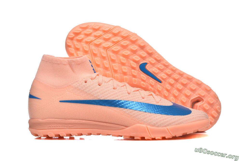 Nike Air Zoom Mercurial Superfly 10 Elite TF Football Shoes - Peach/Sky Blue/Coral Pink 2