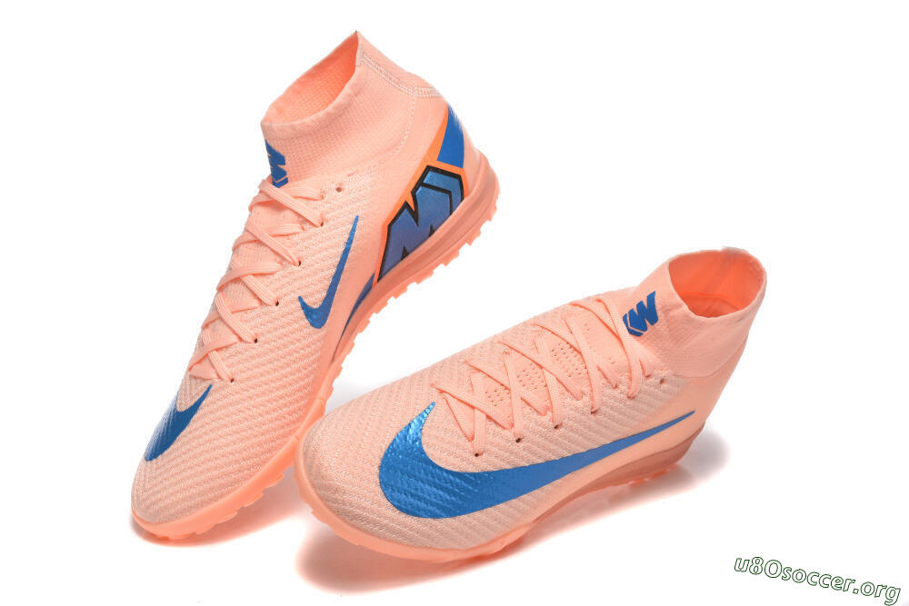 Nike Air Zoom Mercurial Superfly 10 Elite TF Football Shoes - Peach/Sky Blue/Coral Pink 6