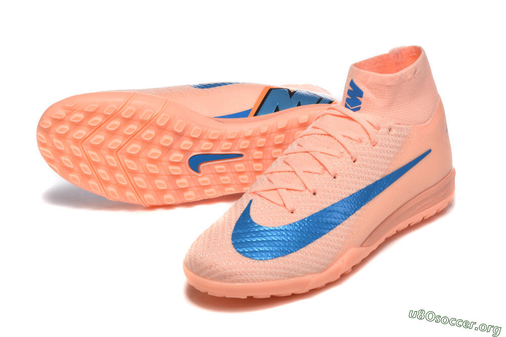 Nike Air Zoom Mercurial Superfly 10 Elite TF Football Shoes - Peach/Sky Blue/Coral Pink 0