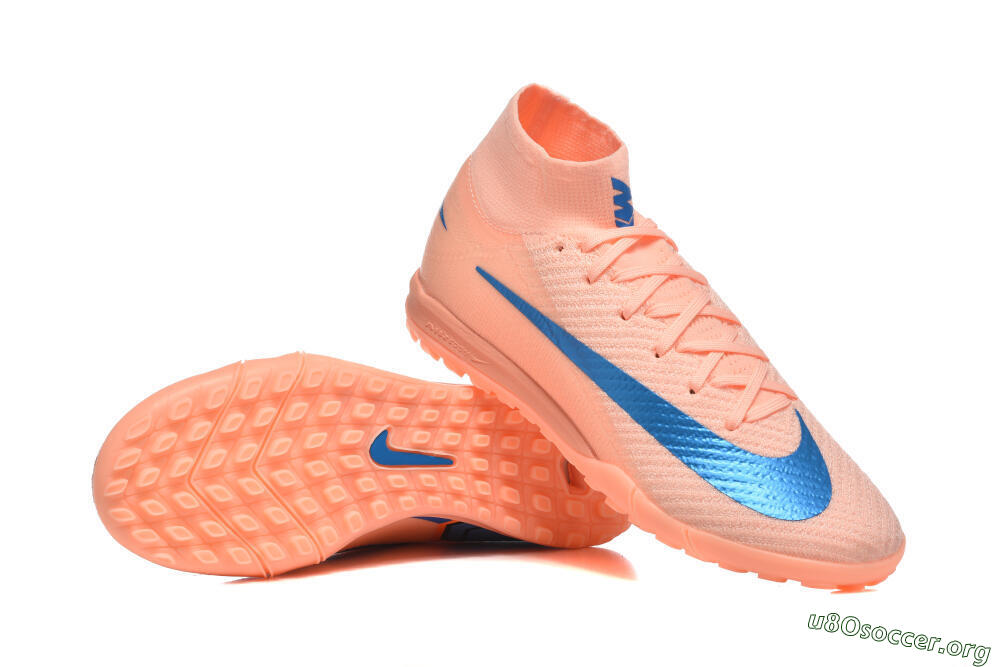 Nike Air Zoom Mercurial Superfly 10 Elite TF Football Shoes - Peach/Sky Blue/Coral Pink 4