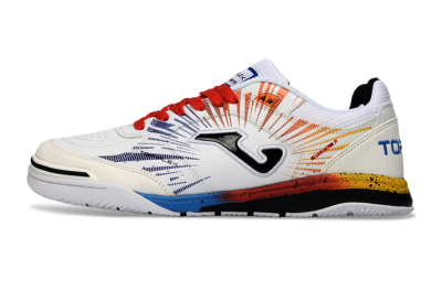 Joma Top Flex IC Football Shoes - White/Fiery Red/Sapphire Blue