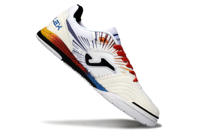 Joma Top Flex IC Football Shoes - White/Fiery Red/Sapphire Blue