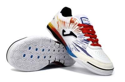 Joma Top Flex IC Football Shoes - White/Fiery Red/Sapphire Blue