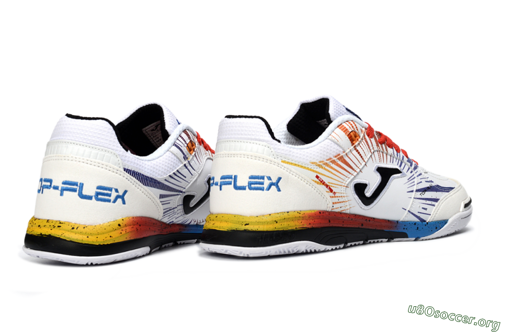 Joma Top Flex IC Football Shoes - White/Fiery Red/Sapphire Blue 6