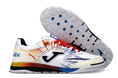 Joma Top Flex IC Football Shoes - White/Fiery Red/Sapphire Blue