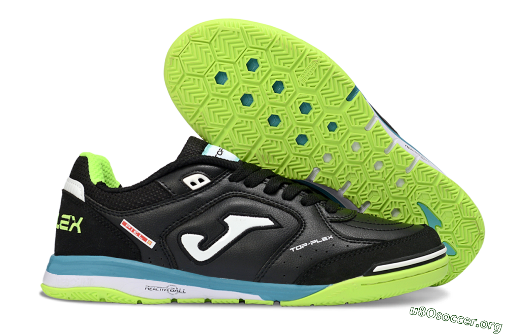 Joma Top Flex IC Football Shoes - Black/Lime Green/Blue Lagoon 2