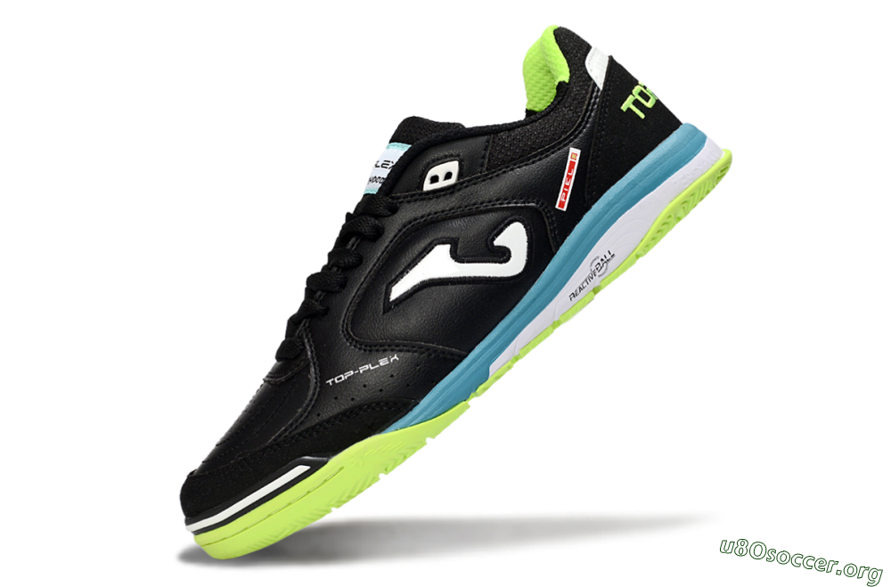 Joma Top Flex IC Football Shoes - Black/Lime Green/Blue Lagoon 5
