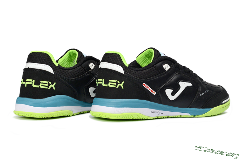 Joma Top Flex IC Football Shoes - Black/Lime Green/Blue Lagoon 6