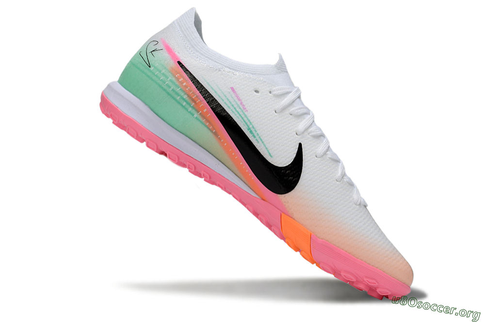 Nike Air Zoom Mercurial Vapor 16 Elite TF Football Shoes - White/Coral Pink/Mint Green 4