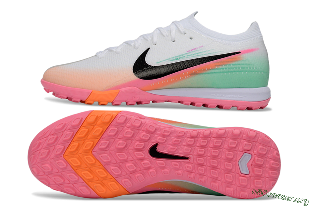 Nike Air Zoom Mercurial Vapor 16 Elite TF Football Shoes - White/Coral Pink/Mint Green 1