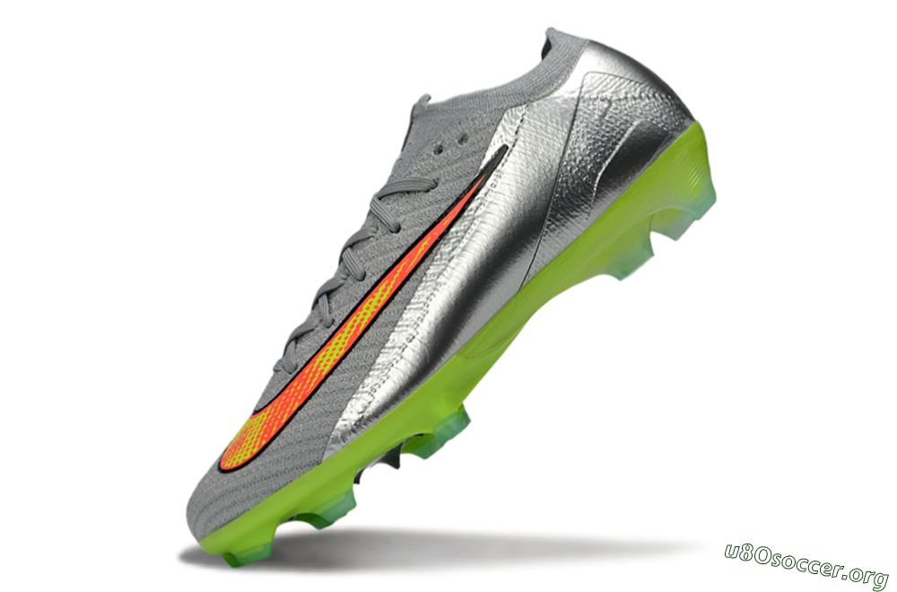 Nike Air Zoom Mercurial Vapor 16 Elite FG Football Boots - Gray/Electric Green/Bright Red 5