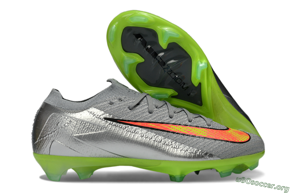 Nike Air Zoom Mercurial Vapor 16 Elite FG Football Boots - Gray/Electric Green/Bright Red 2