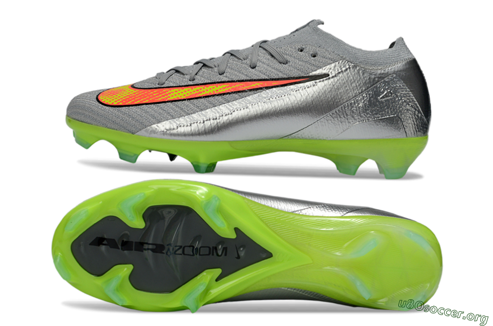 Nike Air Zoom Mercurial Vapor 16 Elite FG Football Boots - Gray/Electric Green/Bright Red 1