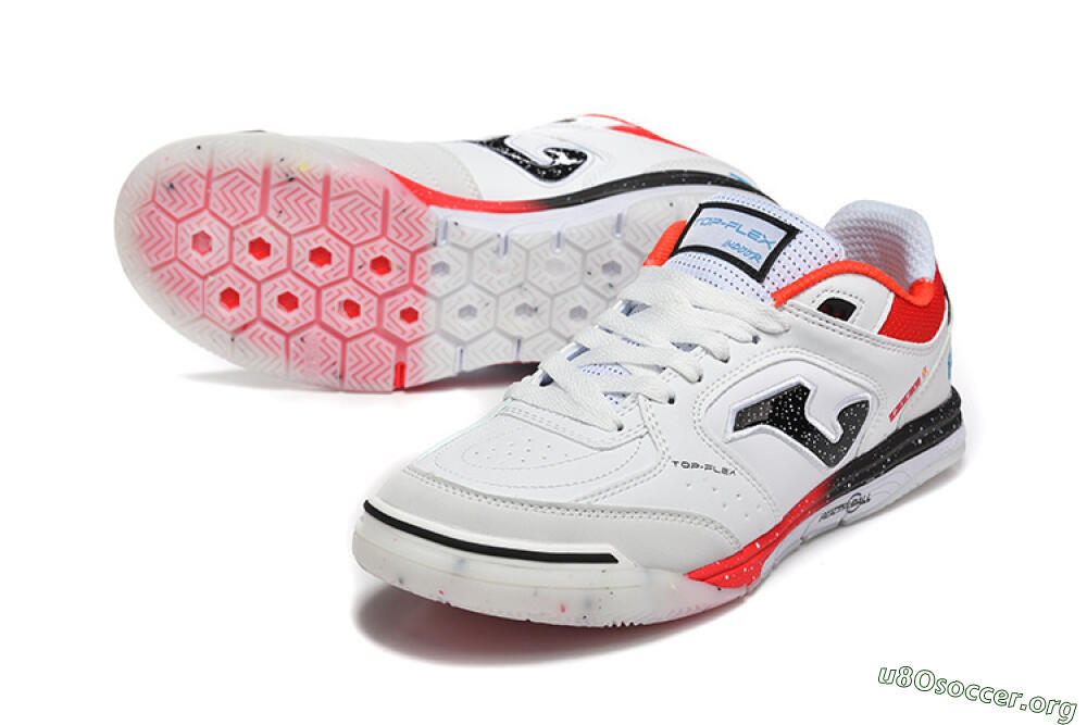 Joma Top Flex IC Football Shoes - White/Electric Red/Black 0