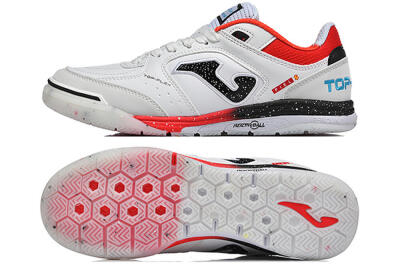 Joma Top Flex IC Football Shoes - White/Electric Red/Black