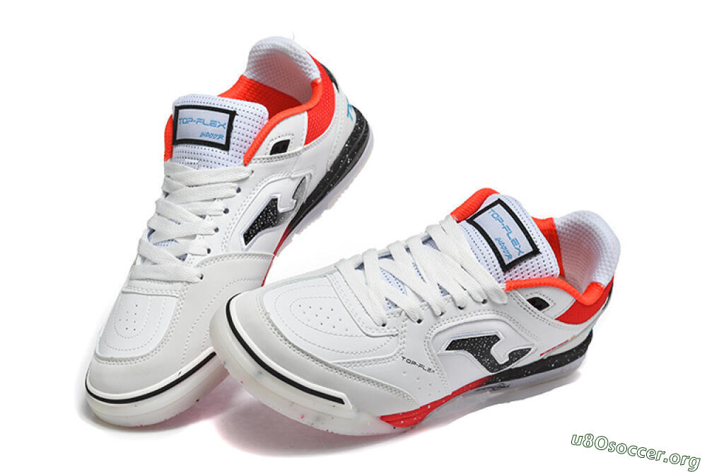 Joma Top Flex IC Football Shoes - White/Electric Red/Black 6