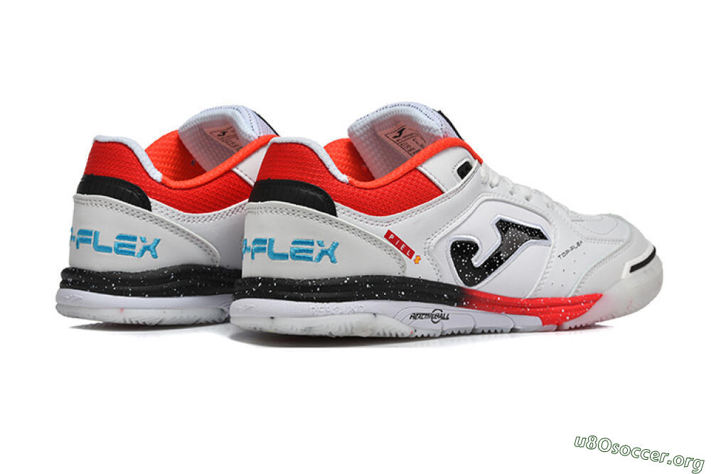 Joma Top Flex IC Football Shoes - White/Electric Red/Black 9