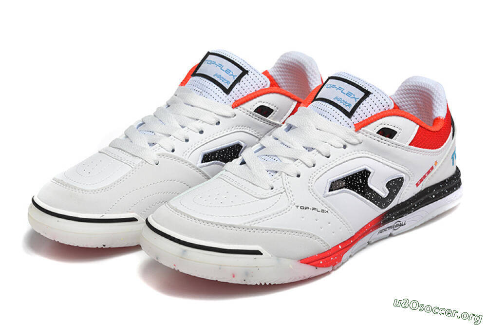 Joma Top Flex IC Football Shoes - White/Electric Red/Black 5