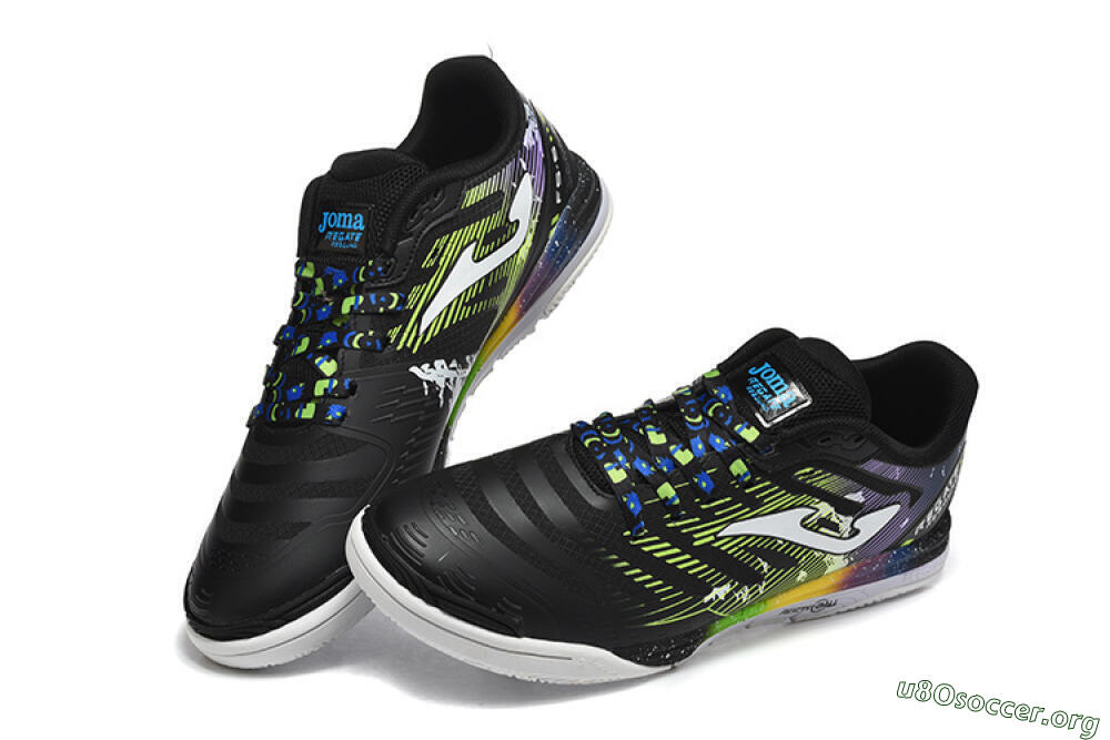 Joma Top Flex IC Football Shoes - Black/Lime Green/Rainbow Gradient 5