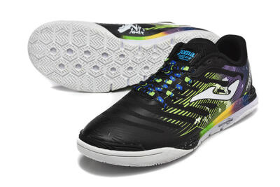 Joma Top Flex IC Football Shoes - Black/Lime Green/Rainbow Gradient
