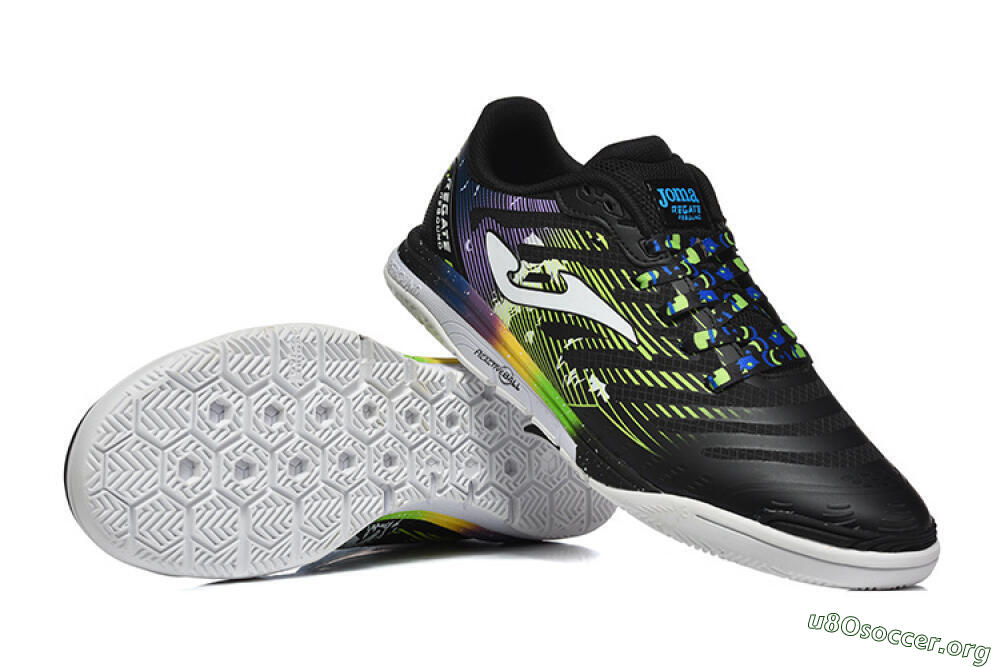 Joma Top Flex IC Football Shoes - Black/Lime Green/Rainbow Gradient 0