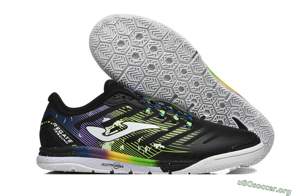 Joma Top Flex IC Football Shoes - Black/Lime Green/Rainbow Gradient 2