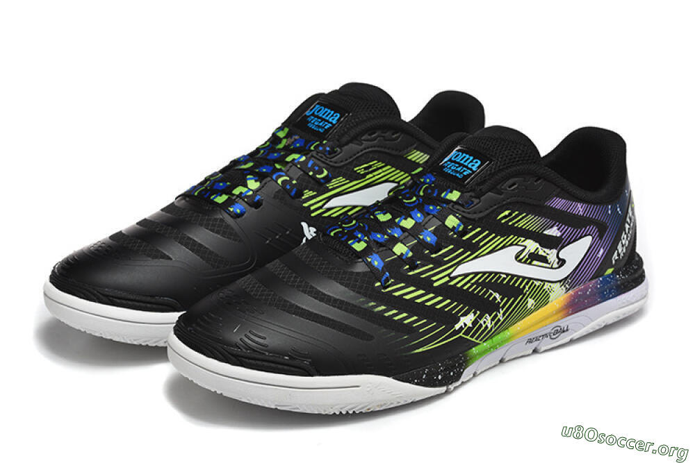 Joma Top Flex IC Football Shoes - Black/Lime Green/Rainbow Gradient 4